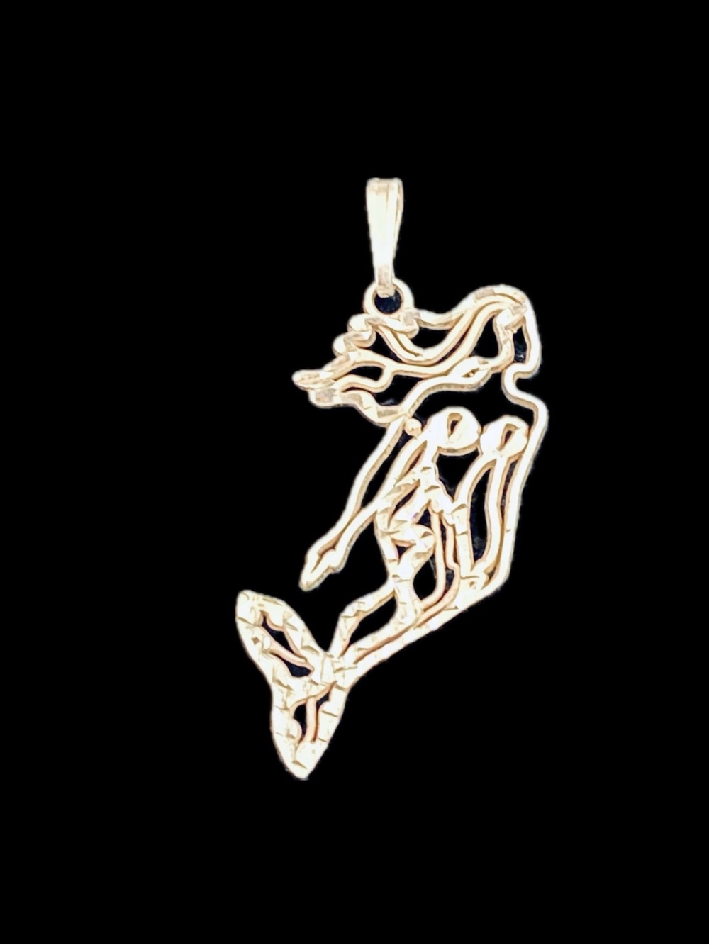 VTG SGT & WJ 925 Sterling Silver Mermaid Pendant Diamond Cut NWT 2.73g